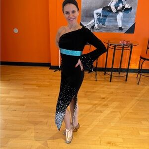 Elegant Black and‎ Blue Women's Dress